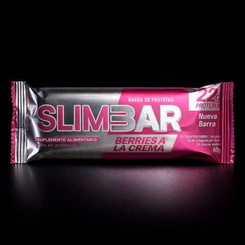 Barrita de proteína Slimbar de 60g sabor Berries a la Crema
