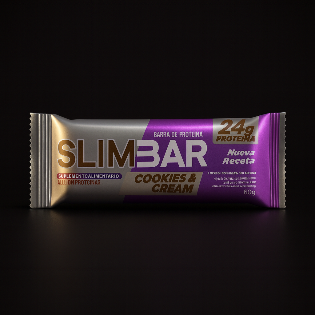 Barrita de proteína Slimbar de 60g sabor Cookies and Cream