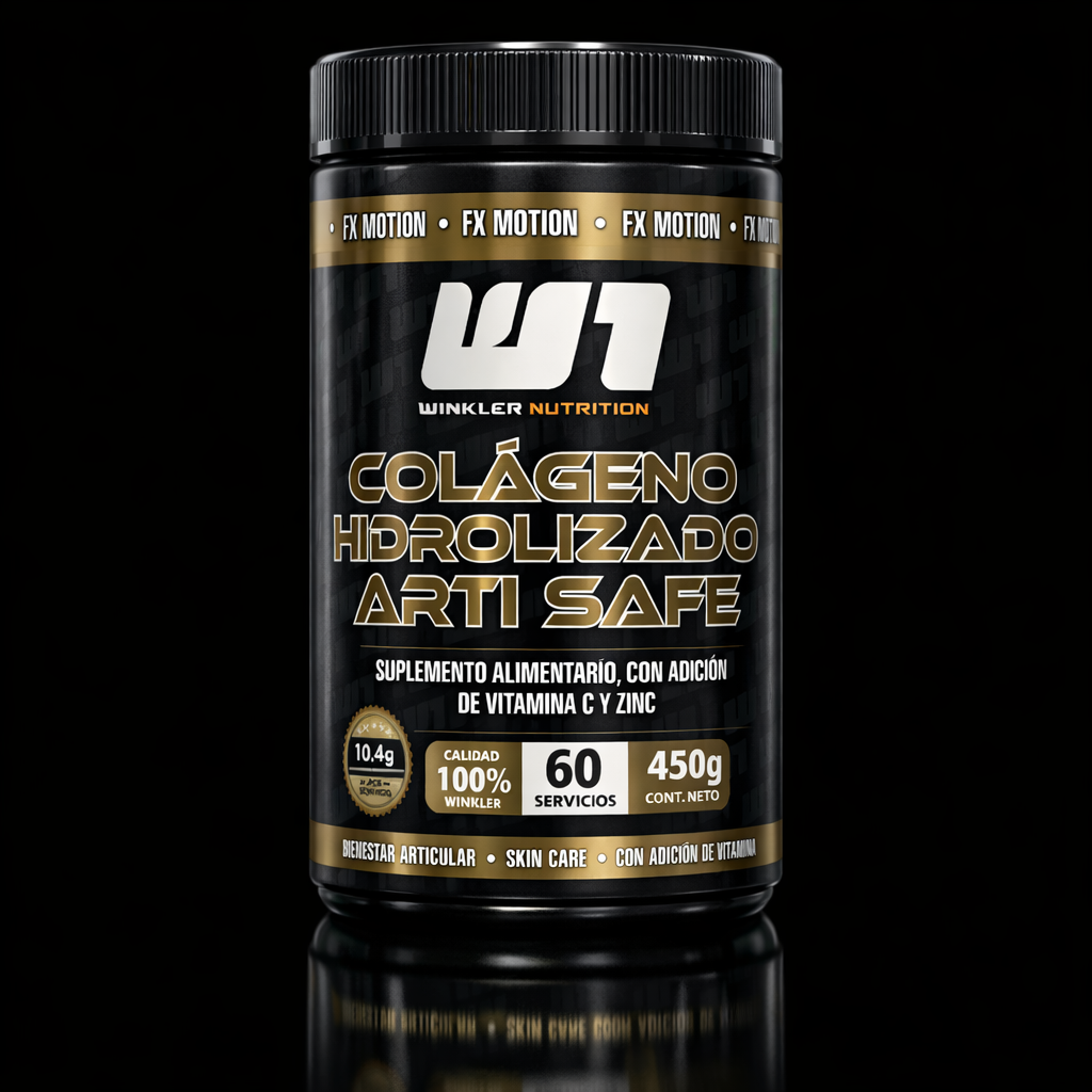 Envase de colágeno hidrolizado, con adición de vitamina C y zinc, marca Winkler Nutrition